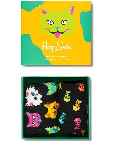 Happy Socks 2-Pack Cat Lover Gift Set - Black