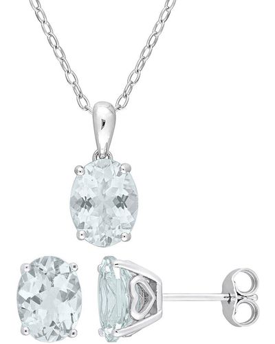 Rina Limor Silver 4.40 Ct. Tw. Aquamarine 2pc Jewelry Set - White