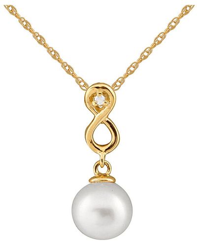 Masako Pearls Splendid Pearls 14k Diamond & 8-8.5mm South Sea Pearl Necklace - Metallic