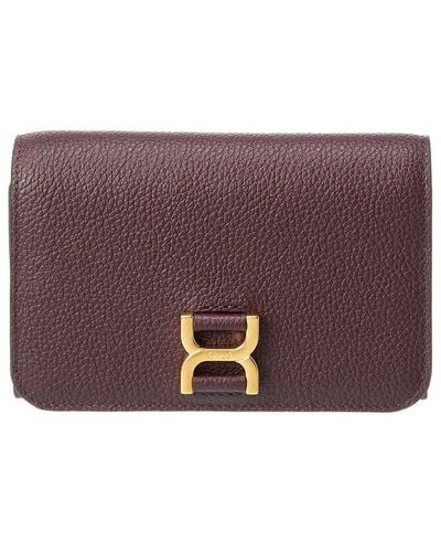 Chloé Marcie Leather Card Case - Purple