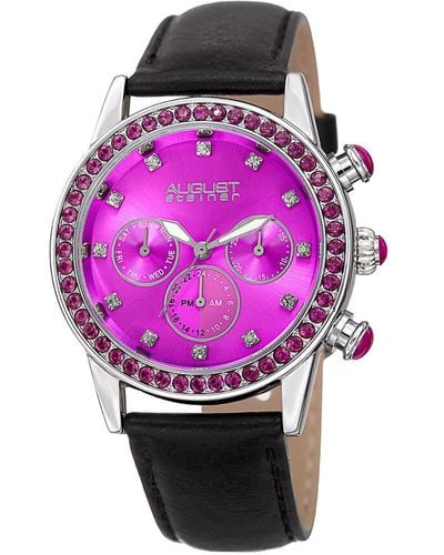 August Steiner Leather Watch - Pink