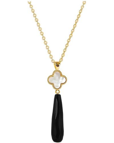 Liv Oliver 18k Plated 38.00 Ct. Tw. Onyx Drop Necklace - Metallic