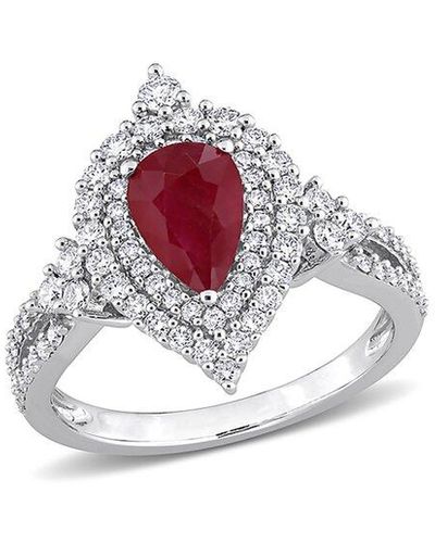 Rina Limor 14k 2.07 Ct. Tw. Diamond & Ruby Halo Ring - Pink