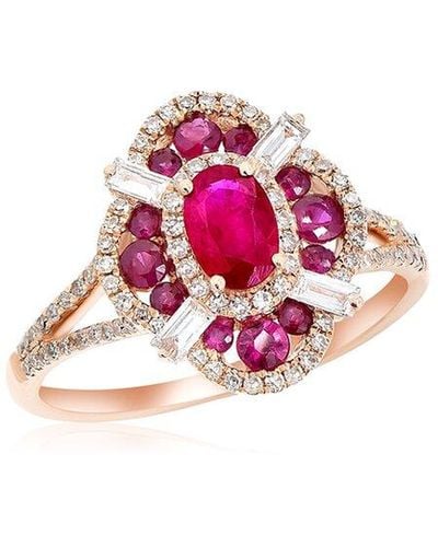 Diana M. Jewels Fine Jewelry 14k Rose Gold 1.33 Ct. Tw. Diamond & Ruby Half-eternity Ring - Pink