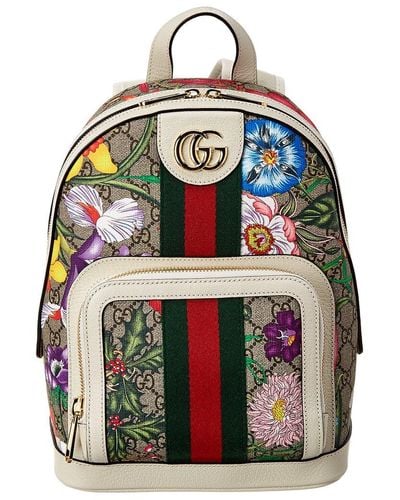 Gucci Ophidia Small GG Flora Canvas & Leather Backpack - Grey
