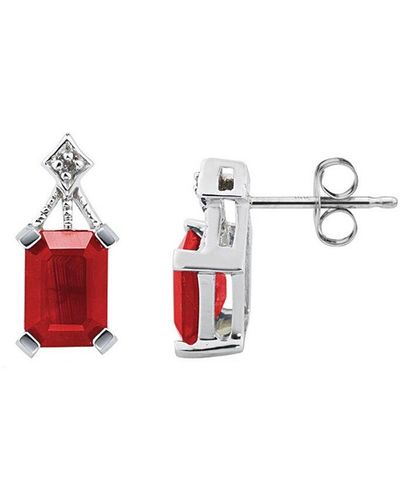 Gemstones 14k 2.33 Ct. Tw. Diamond & Ruby Earrings - Red