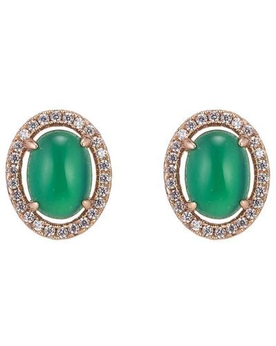 Eye Candy LA Sierra Cz Crystal With Jade Stone Stud Earring - Green