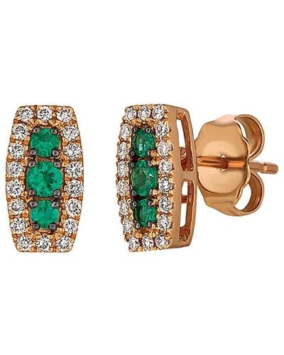Le Vian 14k Rose Gold 0.31 Ct. Tw. Diamond & Emerald Earrings - White