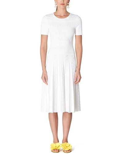 Carolina Herrera Crewneck Flare Dress - White