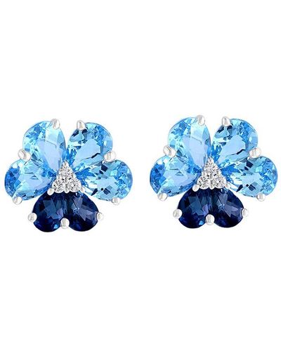 Effy Fine Jewelry 14k 9.67 Ct. Tw. Diamond & Topaz Earrings - Blue