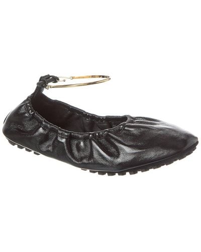 Fendi Filo Leather Ballerina Flat - Black