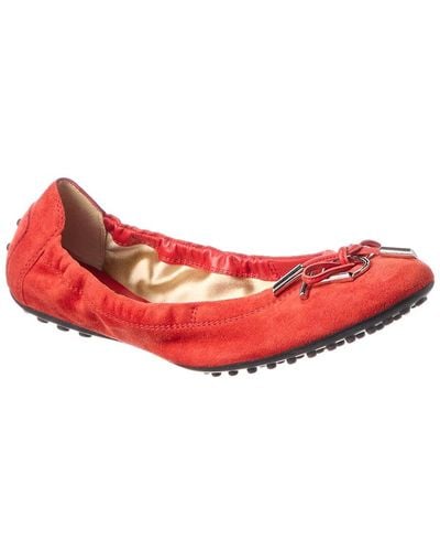Tod's Suede Ballerina Flat - Red