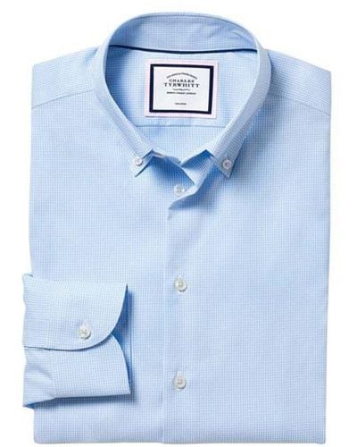Charles Tyrwhitt Non-iron Check Extra Slim Fit Shirt - Blue
