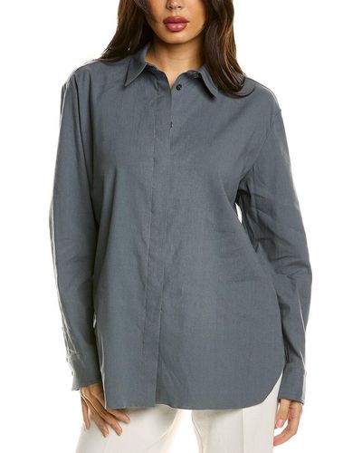 Theory Classic Wear Linen-blend Shirt - Gray