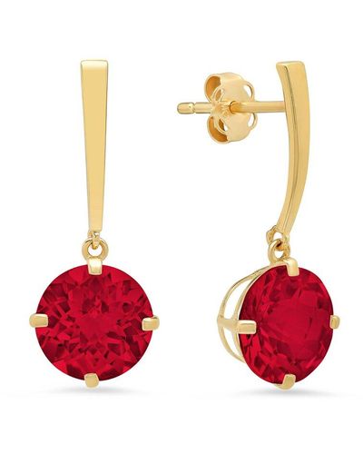 MAX + STONE Max + Stone 14k 4.10 Ct. Tw. Created Ruby Drop Earrings - Red