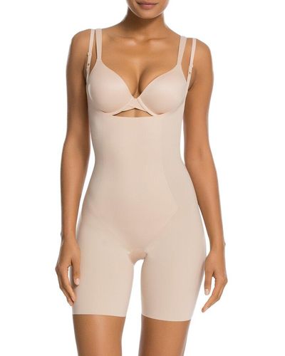 Spanx Open-bust Mid-thigh Bodysuit Shapewear - Natural