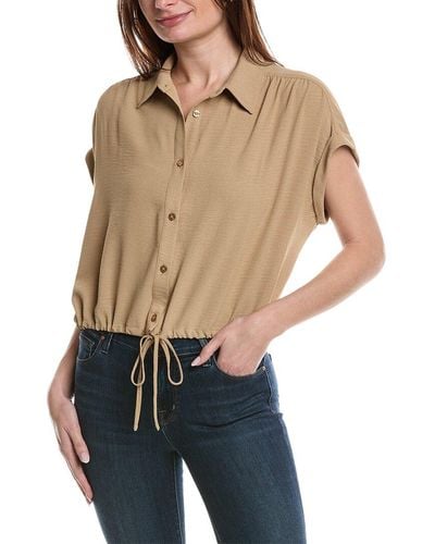 Laundry by Shelli Segal Ruched Tie-waist Shirt - Blue