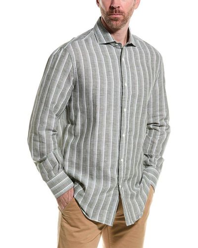 Brunello Cucinelli Basic Fit Linen-blend Shirt - Gray