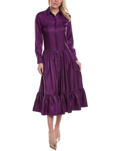 Max Mara Yard Silk Midi Dress - Purple