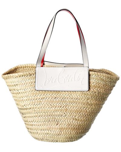 Christian Louboutin Loubishore Straw & Leather Tote - Natural