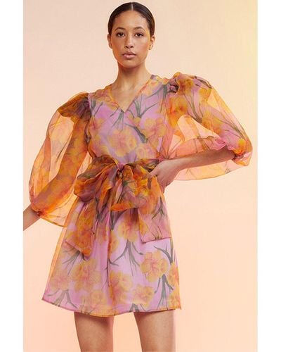 Cynthia Rowley Daffodil Organza Wrap Dress - Orange