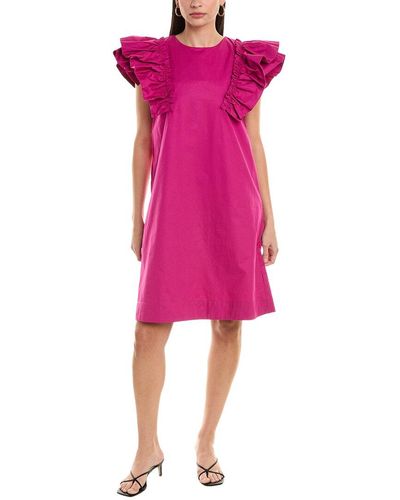 Alpha Studio Ruffle Sleeve Shift Dress - Pink