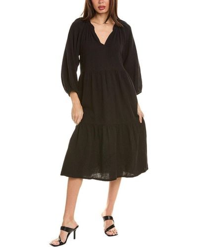 Nation Ltd Imani Tiered Peasant Midi Dress - Black