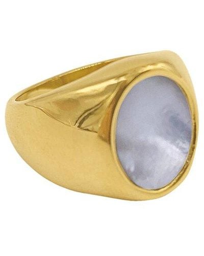 Adornia 14k Plated Pearl Ring - Metallic