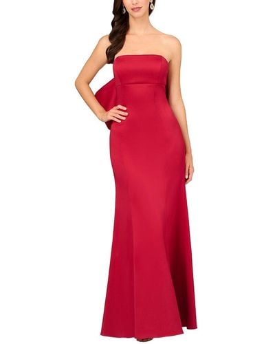 Aidan Mattox Stretch Mikado Strapless Gown - Red