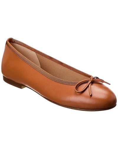 French Sole Emerald Leather Flat - Brown
