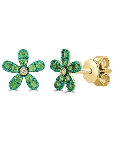 Sabrina Designs 14k 0.27 Ct. Tw. Diamond & Tsavorite Flower Studs - Green