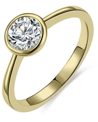 Rachel Glauber 14k Plated Cz Solitaire Ring - White