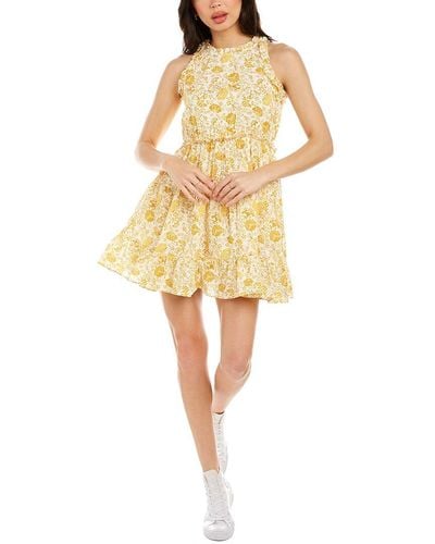 CELINA MOON Frill Tiered Mini Dress - Yellow