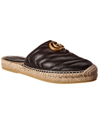 Gucci Double G Leather Espadrille - Brown