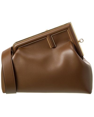 Fendi First Medium Leather Shoulder Bag - Brown