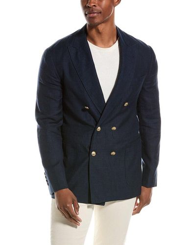 Brunello Cucinelli Wool & Linen-blend Blazer - Blue