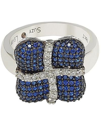 Suzy Levian 18k & Silver 1.22 Ct. Tw. Sapphire Ring - Blue