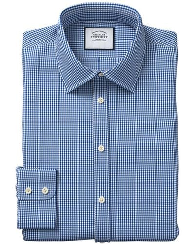 Charles Tyrwhitt Extra Slim Fit Poplin Gingham Shirt - Blue