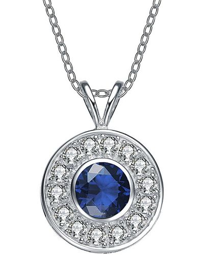 Genevive Jewelry Silver Cz Necklace - Blue