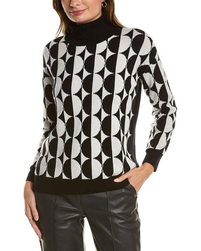 Kier + J Kier + J Printed Turtleneck Wool & Cashmere-blend Sweater - Black