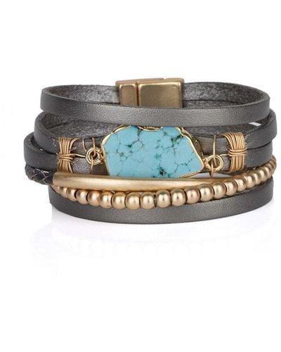 Saachi Turquoise Playa Leather Wrap Bracelet - Multicolor