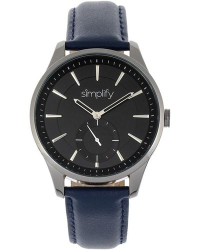 Simplify The 6800 Quartz Black Dial Black Leather Watch - Multicolor