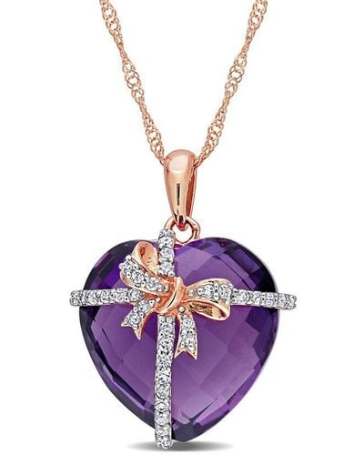 Rina Limor 10k Rose Gold 12.13 Ct. Tw. Diamond & Amethyst Necklace - Purple