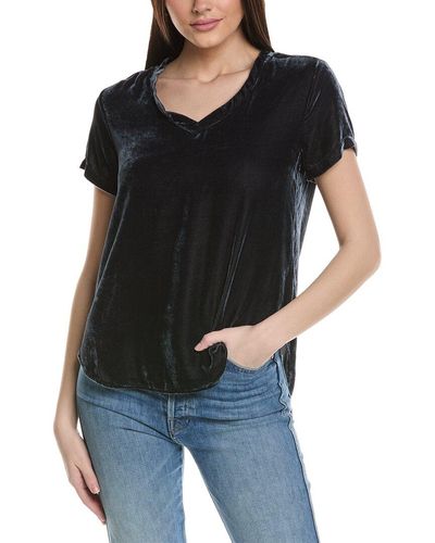 Bella Dahl V-Neck Silk-Blend T-Shirt - Black