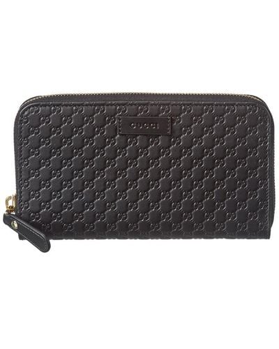 Gucci GG Leather Zip Around Wallet - Black