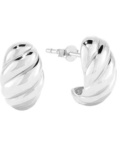 Gabi Rielle Silver Lovestruck Collection Cz Dome J Huggie Earrings - White
