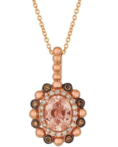 Le Vian Le Vian 14k Rose Gold 1.11 Ct. Tw. Diamond & Morganite Necklace - White