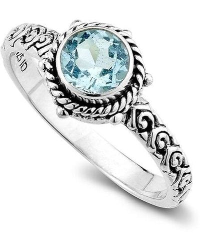 Samuel B. Silver 1.00 Ct. Tw. Blue Topaz Ring - White
