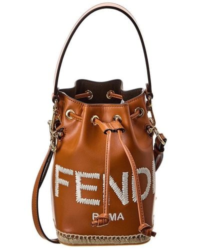 Fendi Mon Tresor Mini Leather Bucket Bag - Brown
