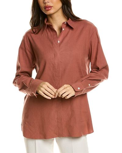 Theory Classic Wear Linen-blend Shirt - Red